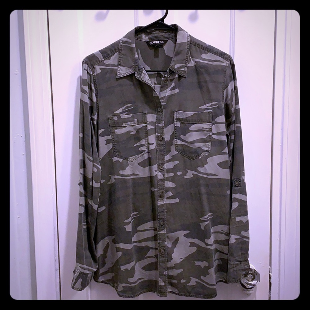 Camouflage button-up boyfriend shirt